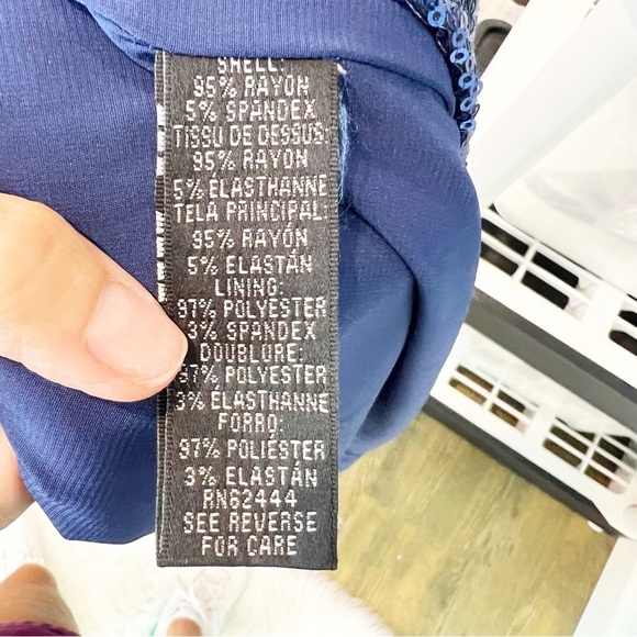 NICOLE MILLER COLLECTION BLUE SEQUIN FORMAL EVENING PARTY DRESS WOMENS SZ 12 - Picture 8 of 8